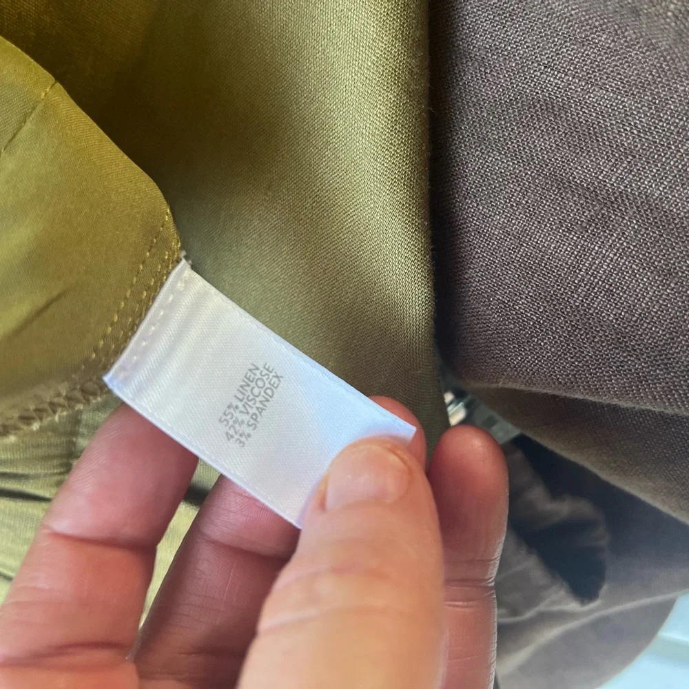J. JILL LINEN BLEND 4X PLUS OLIVE OIL LOOSE FIT WIDE LEG PANTS
